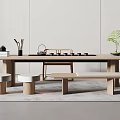Modern Tea Table and Chair Tea Table and Chair Combination 3d model