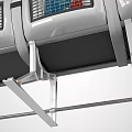 Public Chairs With Three in a Row Gray Seats White Headrests Metal Frames and Armrests