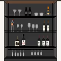 Elegant Wine Cabinet With Shelves Holding Wine Bottles And Glasses