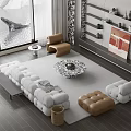 Modern sofa coffee table combination 3d model