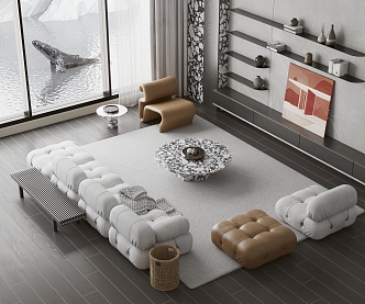 Modern sofa coffee table combination 3d model