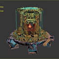 Detailed Garden Ornament With Multilayer Design And Blue Brown Decorative Elements