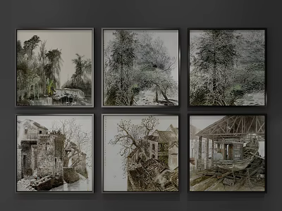 Chinese Landscape Painting Decorative Painting 3d model