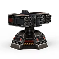 Futuristic Mechanical Tower With Hexagon Structures Black Red Base And Upper Design