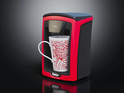 Baltra Electric Red And Black Coffee Maker With White Mug Red Pattern 3d model