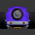 Futuristic Purple And Orange Racing Car With Streamlined Body And Large Wheels