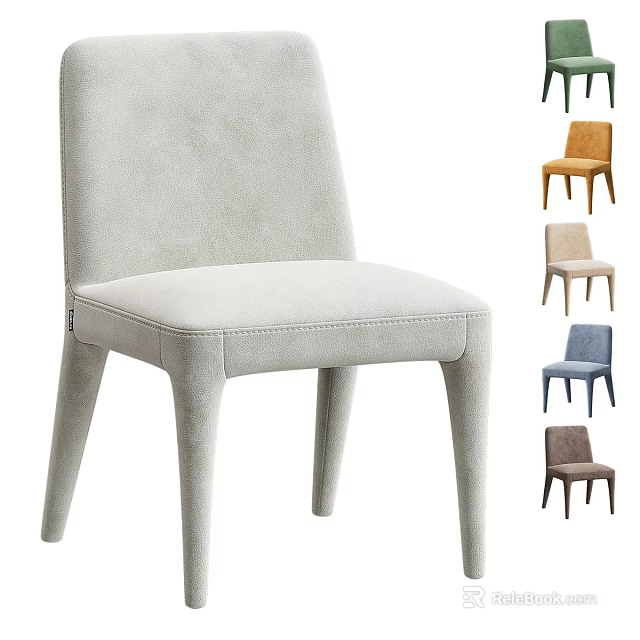 Modern Single Dining Chair With Soft Upholstery And Multiple Color Options 3d model