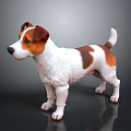 Artistic Realistic White and Brown Small Dog Sculpture Carving With Lifelike Details