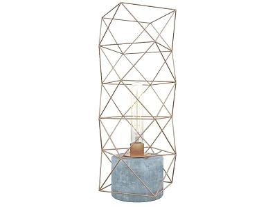 Geometric Brass Metal Floor Lamp With Concrete Base And Edison Bulb 3d model