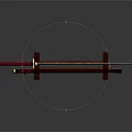 Traditional Japanese Katana Sword With Red Handle Wooden Stand And Carved Lotus Pattern