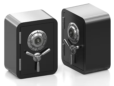 Two Sturdy Black Safes With Combination Locks And Secure Handles 3d model