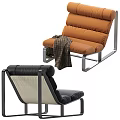 Stylish Single Sofa Designs In Brown Black Orange With Plaid Pillows Blankets And Metal Frames