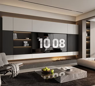 Living room TV background 3d model