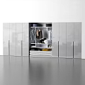 Sleek Modern Wardrobe Interior With Hanging Rods Shelves And Drawers For Organized Clothing Storage