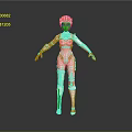 Futuristic 3D Female Character Model With White Tight Suit Standing Pose