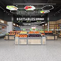 Supermarket Daily Necessities Store With Fresh Fruit Vegetable Section And Organized Shelves