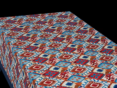 Colorful Tablecloth With Red Blue White Geometric Patterns And Decorative Design 3d model