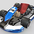 Blue and White Go Kart With Red Seat Black Wheels AKC Number 16