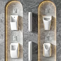 Sleek Modern Urinal Design With Marble Wall Mounting And Recessed Lighting
