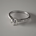 Elegant Silver Diamond Ring With Central Sparkling Gem And Side Stones 3d model