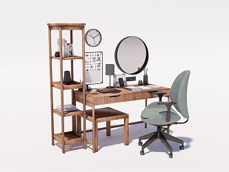 Modern Desk Chair Dressing Desk Writing Desk 3d model