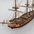Detailed 3D Sailing Ship Model With Tall Masts White Sails And Intricate Hull Design