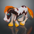 Colorful Brown And White Spotted Toy Horse With Orange Mane Tail Blue Eyes Yellow Hooves