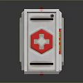 Emergency First Aid Kit White Container With Red Cross Symbol And Black Handles