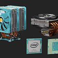 High Performance Intel CPU Cooler With Core i7 Chip Heat Pipes And Fan 3d model