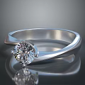 Shiny Modern Silver Diamond Ring Polished Band Elegant Fashion Jewelry Accessory