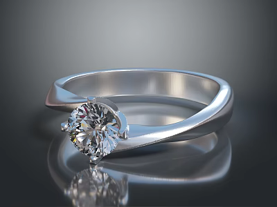 Shiny Modern Silver Diamond Ring Polished Band Elegant Fashion Jewelry Accessory 3d model