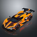 Orange Supercar With Black Stripes Rear Wing And Aerodynamic Exterior Design