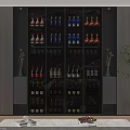 Elegant Modern Wine Cabinet with Glass Doors Built-in Glass Racks Wine Bottle Storage and Lighting