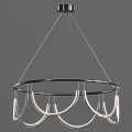 Modern Suspended Circular Chandelier With Illuminated Rings And Metal Frame Design