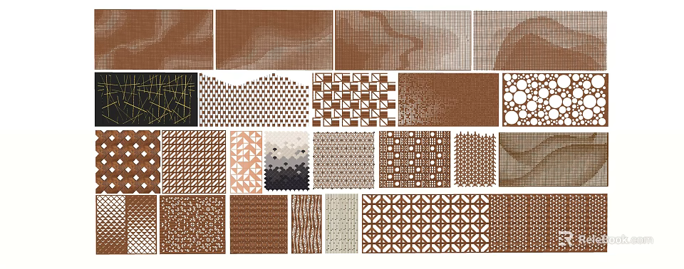 Various Brown Textures Collection With Geometric Abstract And Decorative Patterns 3d model