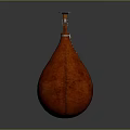 Red Leather Teardrop Shaped Decorative Vase With White Stitching And Black Lid