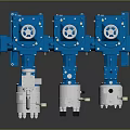Blue Industrial Equipment Set With Pumps Valves Mixers And Metal Control Units