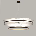 Modern Elegant Chandelier with Gold Frame Mesh Lace Like Structure and Illuminated Circular Rings