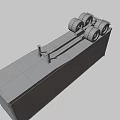 White Cargo Trailer With Stained Metal Surface And Dual Wheels