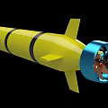 Yellow Underwater Submersible Drone With Black Stripes And Blue Propeller