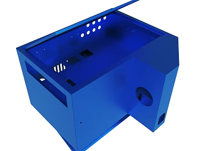 Blue Metal Enclosure With Multiple Holes And Openings For Industrial Use 3d model