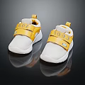 White And Yellow Baby Shoes With Mesh Upper Velcro Straps And 100% Logo