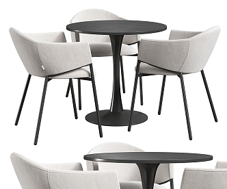 Round dining table and chair combination 3d model