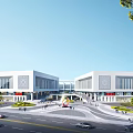 Modern City Sports Stadium Complex With Surrounding Buildings Roads And Greenery