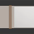 Modern White Cabinet With Orange Accent Strip Glass Countertop And Open Storage Compartment On Wheels