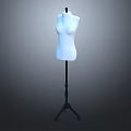 White Female Mannequin Torso with Black Tripod Stand on Gray Gradient Background 3d model