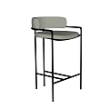 Minimalist Modern Bar Stool With Black Metal Frame Beige Upholstered Seat And Backrest