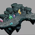 Rocky Platform Showcasing Colorful Crystals In Various Hues And Textures