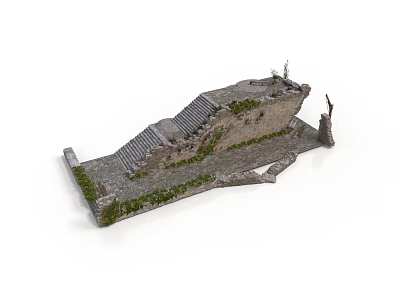 Ancient Ruin Model Design With Stone Steps Ruined Walls And Mossy Ground 3d model