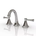 Polished Silver Two Handle Faucet With Modern Design And Smooth Finish 3d model